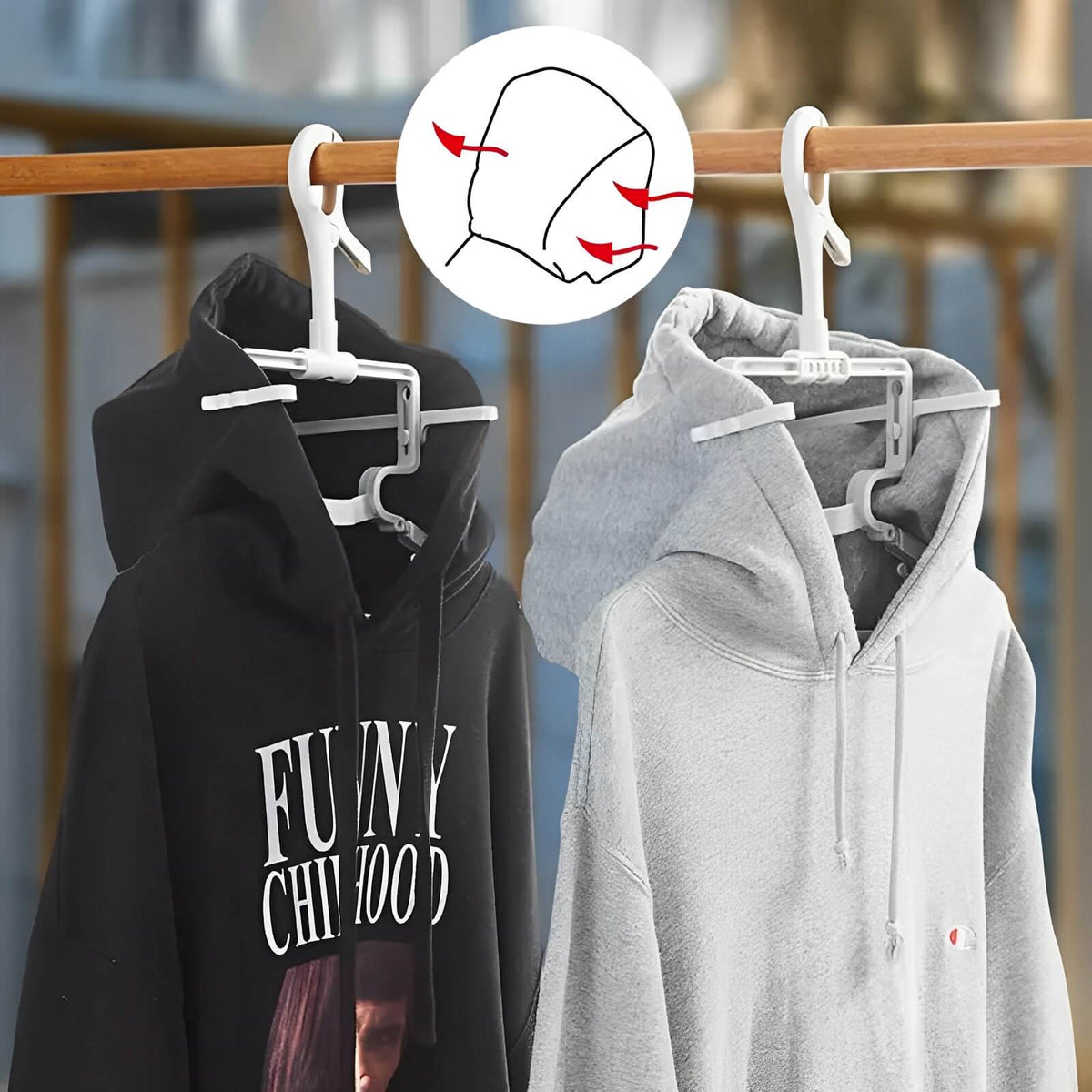 3-Pack Hoodie Drying Hangers – Foldable & Stretchable for Faster Drying