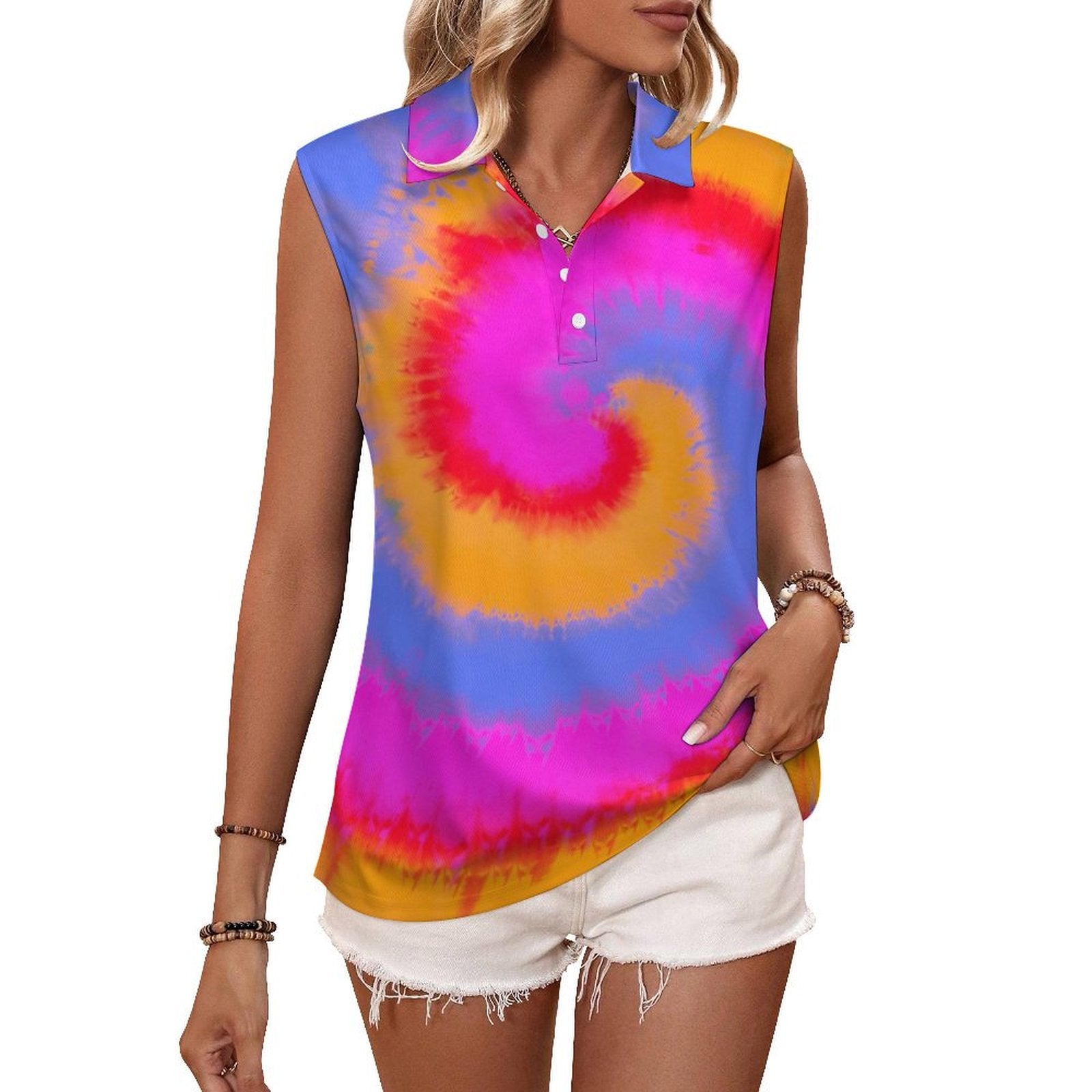 Sleeveless Tank Top Tie-dyed Corlorful