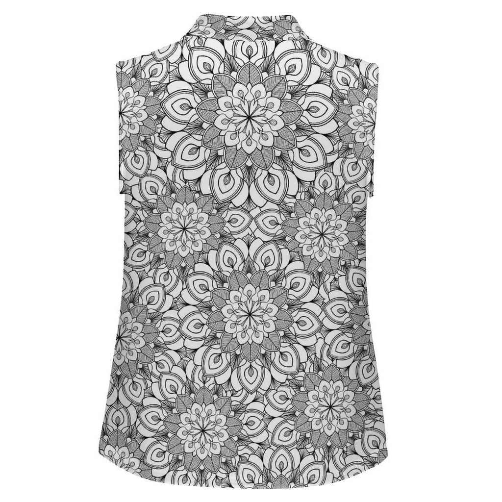 Retro Sleeveless Tank Top Mandala Flower, Repeating Pattern