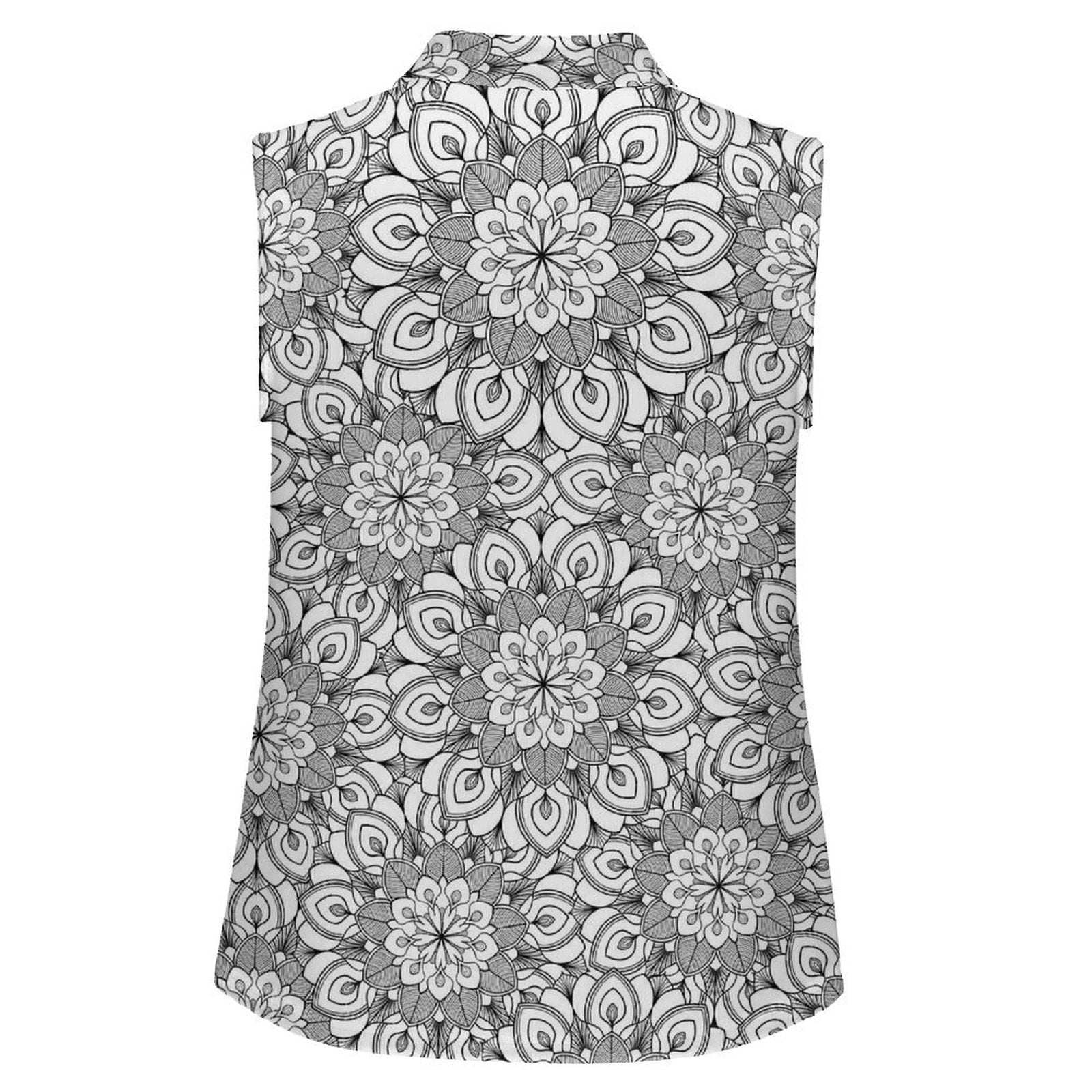 Retro Sleeveless Tank Top Mandala Flower, Repeating Pattern