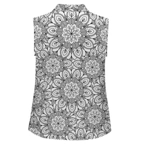 Retro Sleeveless Tank Top Mandala Flower, Repeating Pattern