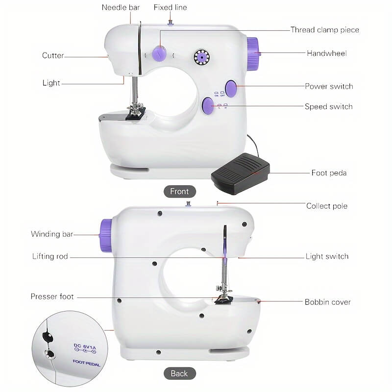 Mini Electric Sewing Machine With Adjustable Telescopic Table