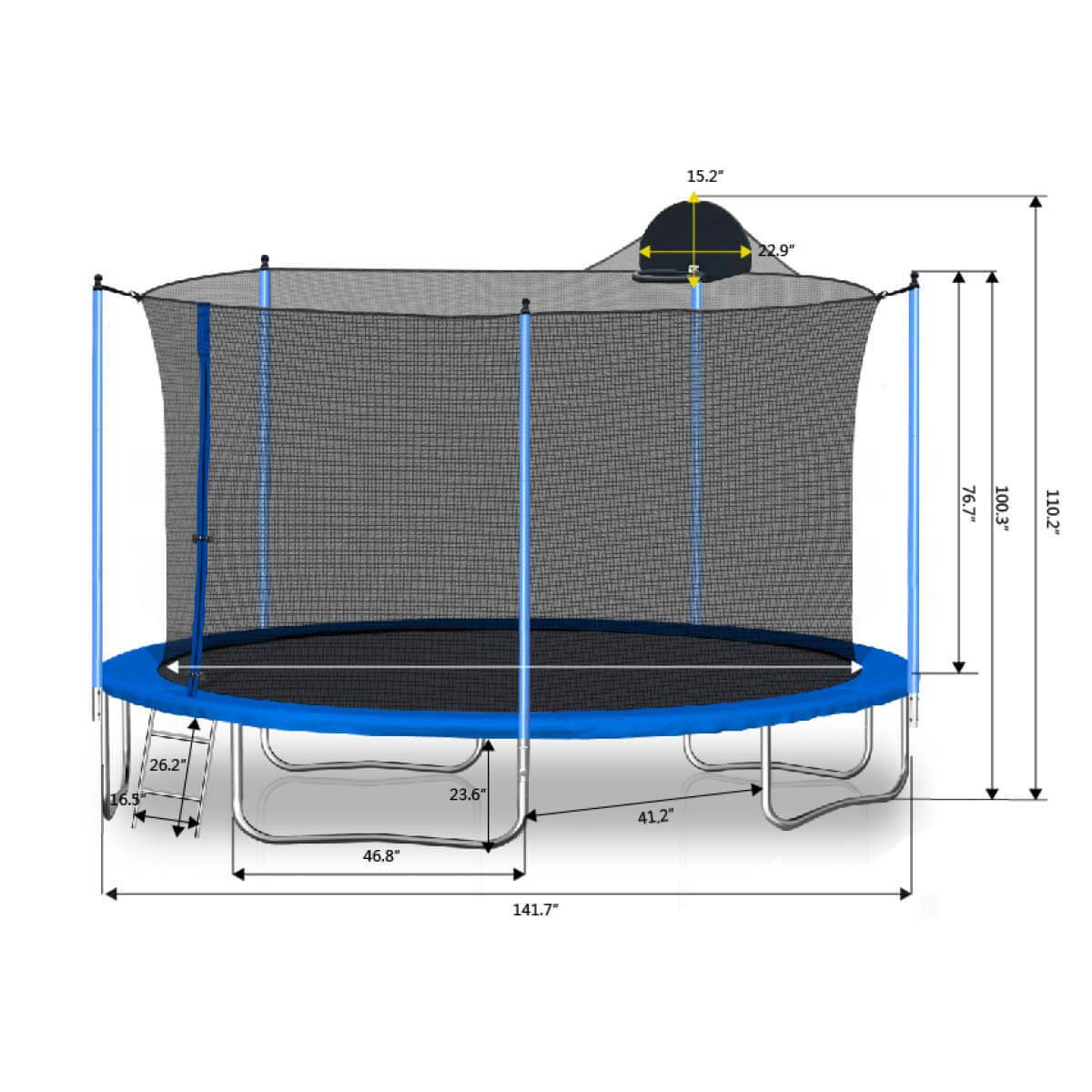 Trampoline for Adults & Kids with Basketball Hoop