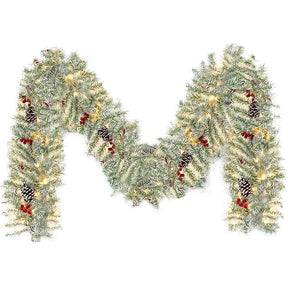 Christmas 4-Piece Set, Garland, Wreath and 2 Entrance Trees, Retro White