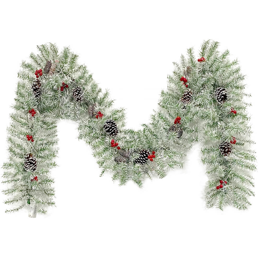 Christmas 4-Piece Set, Garland, Wreath and 2 Entrance Trees, Retro White