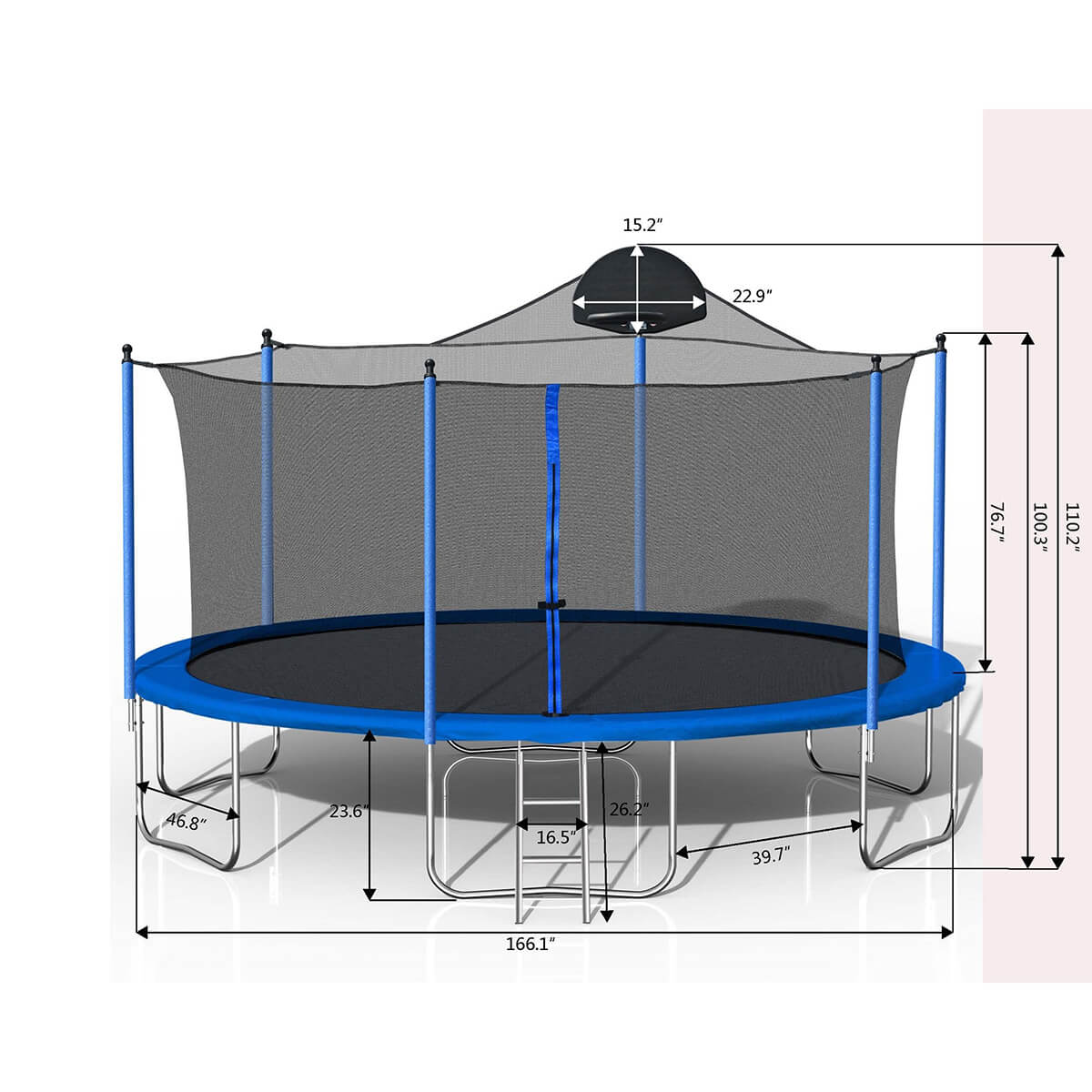 Trampoline for Adults & Kids with Basketball Hoop