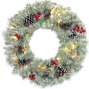 Christmas 4-Piece Set, Garland, Wreath and 2 Entrance Trees, Retro White