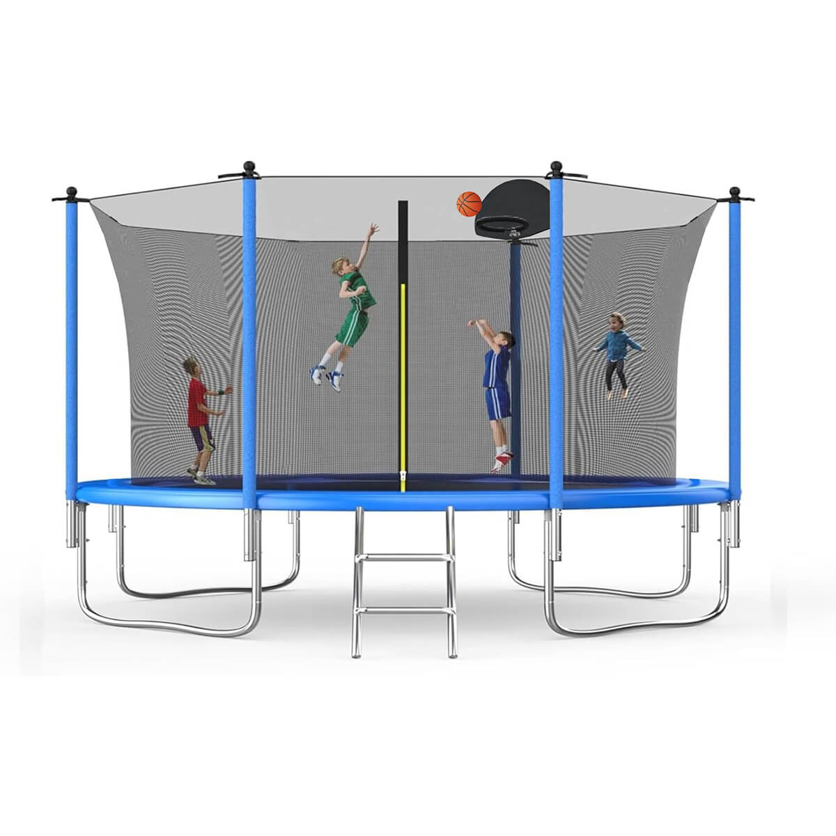 Trampoline for Adults & Kids with Basketball Hoop