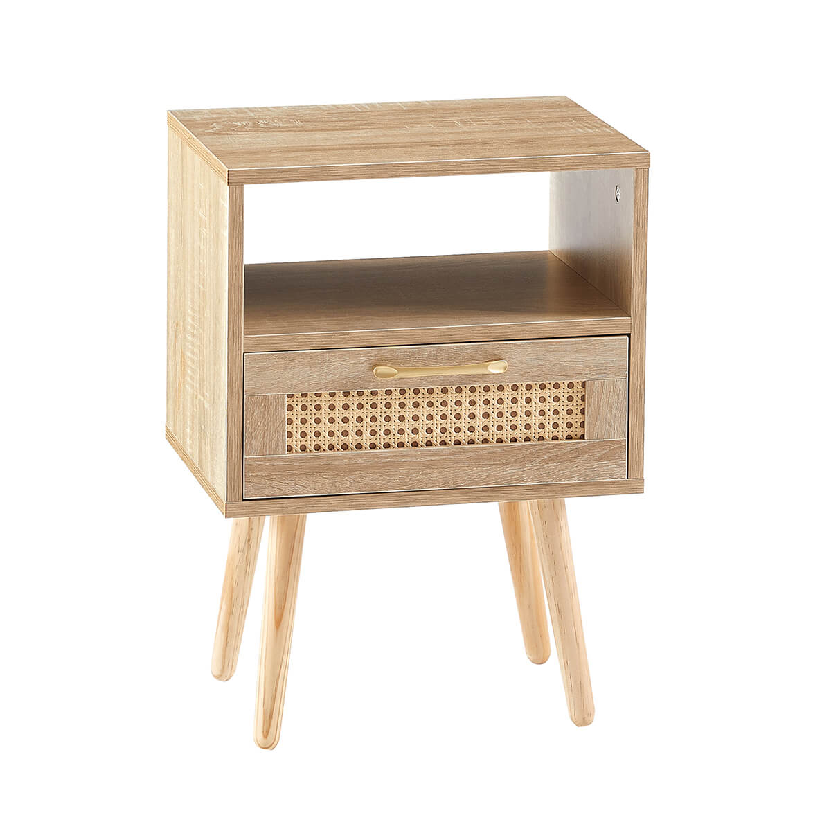 15.75" Rattan Nightstand with Power Outlet & USB Ports or Not, 3 Color