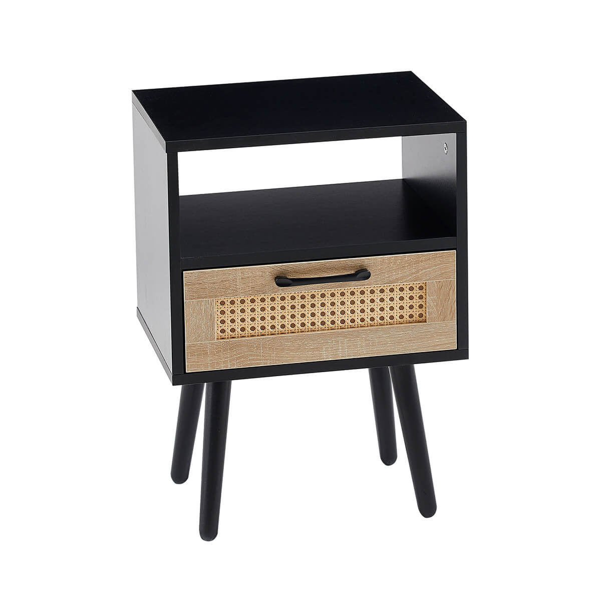 15.75" Rattan Nightstand with Power Outlet & USB Ports or Not, 3 Color