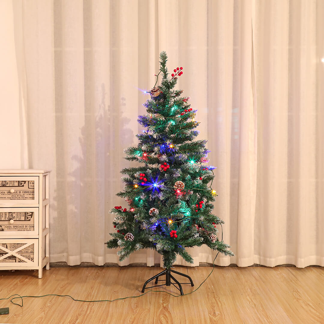 4/6/7.5ft with LED, Pinecone, Red berries Artificial Xmas Trees Green