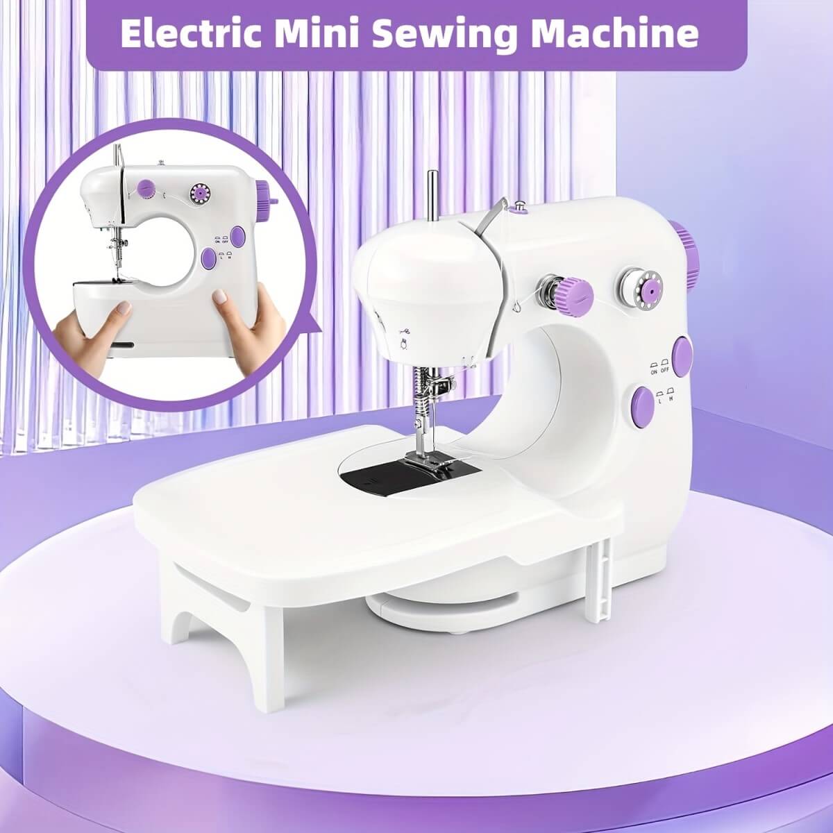 Mini Electric Sewing Machine With Adjustable Telescopic Table