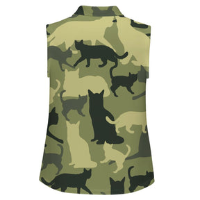 Animal print Sleeveless Tank Top Green Camouflage, Cat