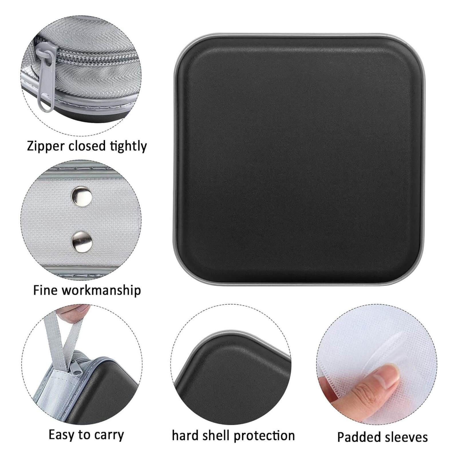 40-Disc Hard Plastic CD/DVD Storage Case – Black