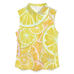 Summer fruits Sleeveless Tank Top Yellow Lemon Slice Pattern