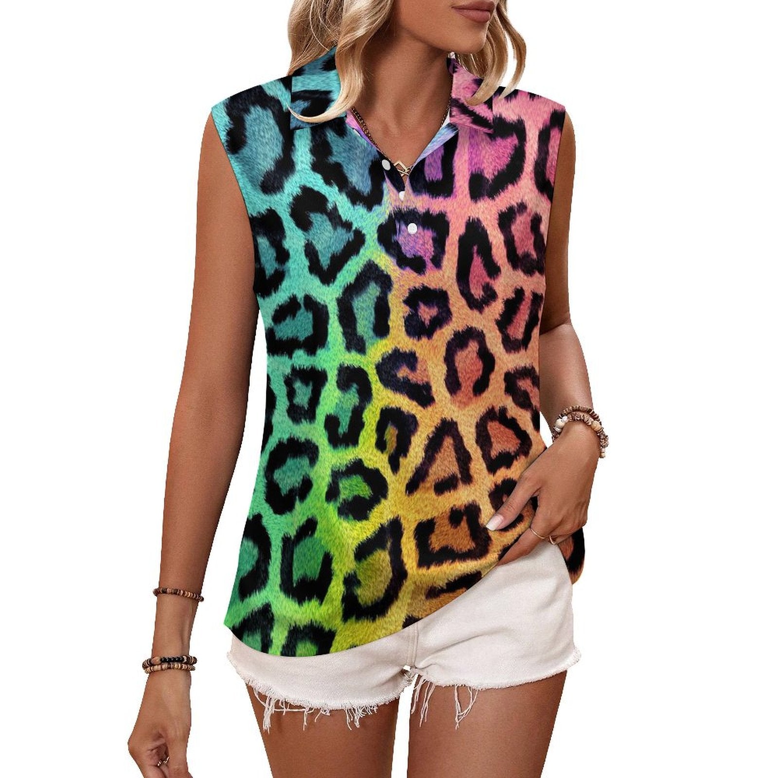 Animal print Sleeveless Tank Top Color Leopard Print