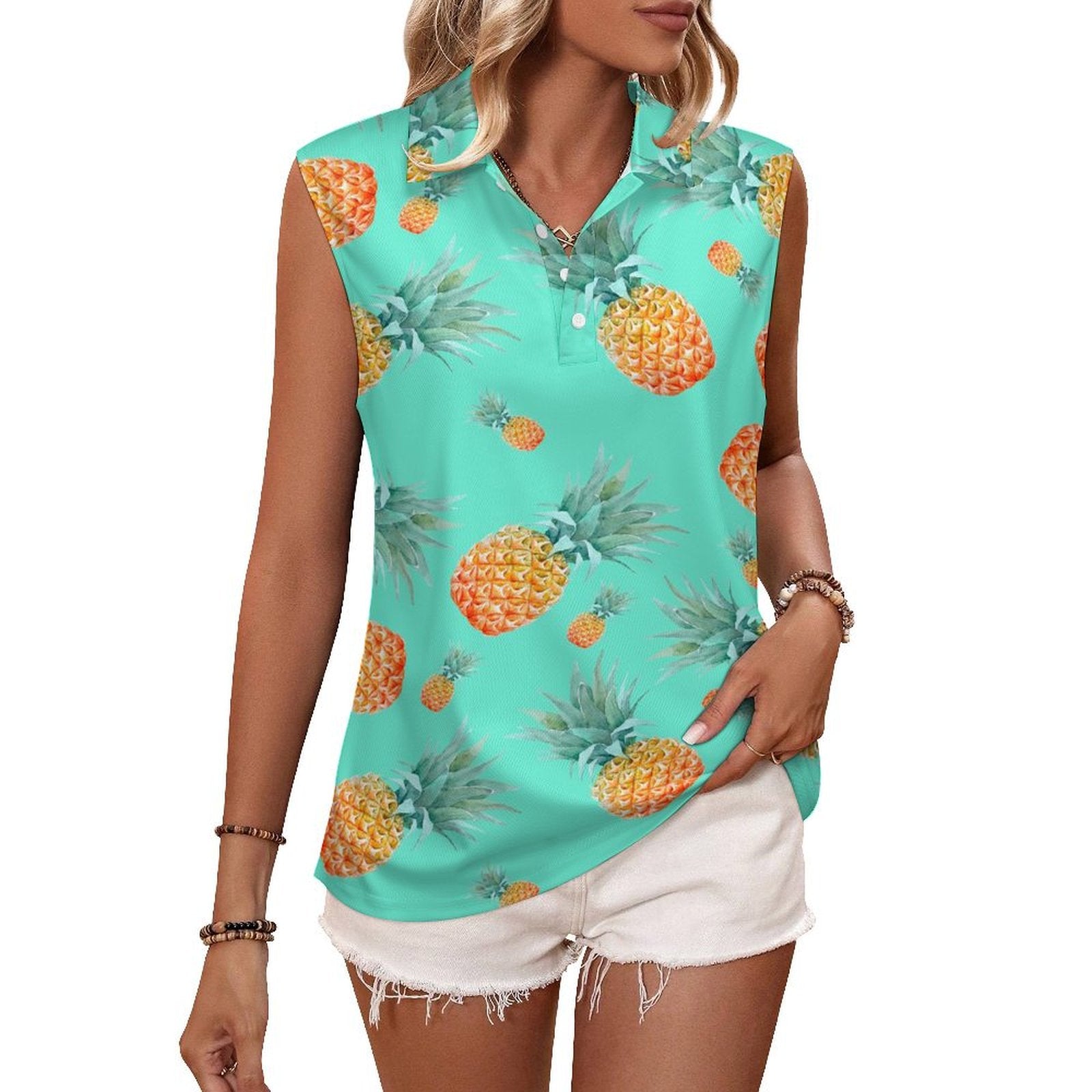 Summer fruits Sleeveless Tank Top Pineapple Background