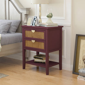 2 Drawer Rattan Nightstand