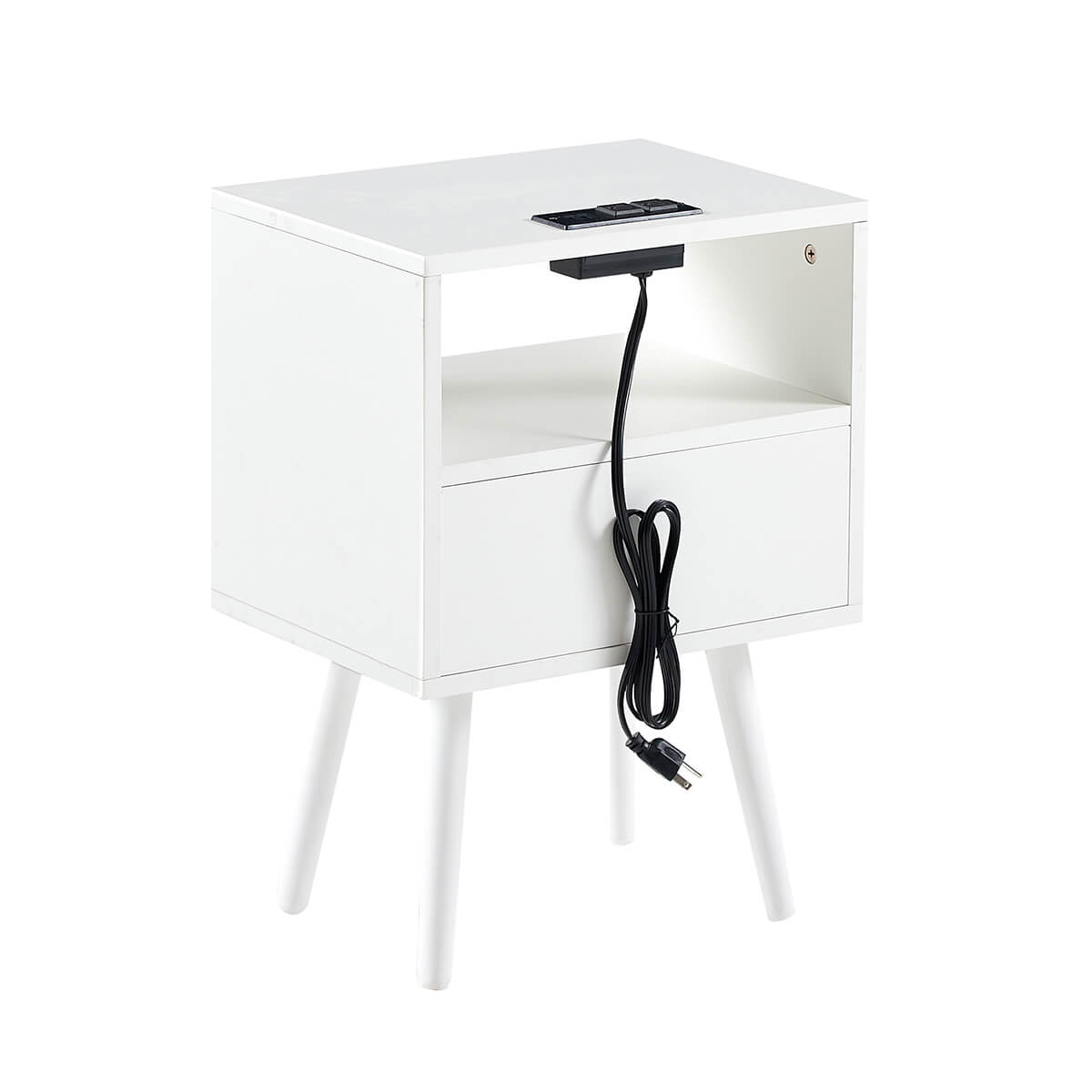 15.75" Rattan Nightstand with Power Outlet & USB Ports or Not, 3 Color