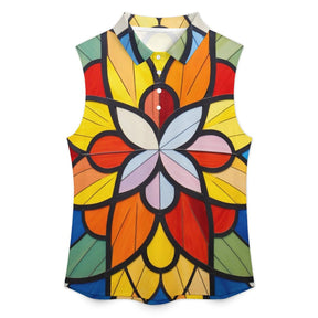 Sleeveless Collared Tank Top 014