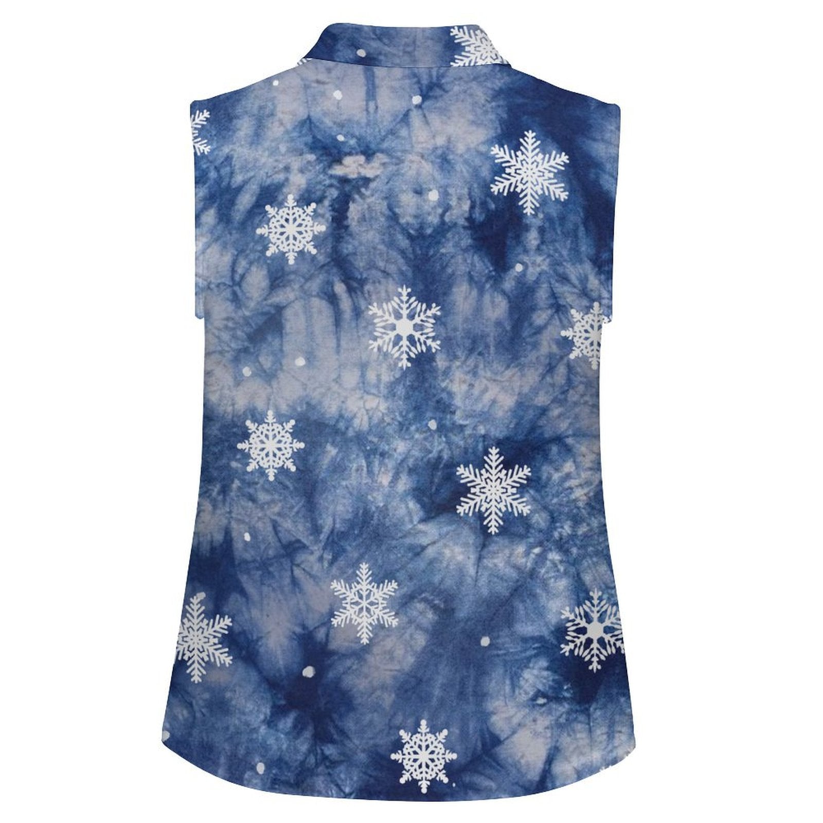 Sleeveless Tank Top Tie-dye Blue Snowflake