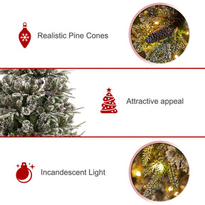 6ft 240pcs LED 1273 Tips 29 Pinecones Artificial Xmas Trees Green