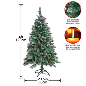 4/6/7.5ft with LED, Pinecone, Red berries Artificial Xmas Trees Green