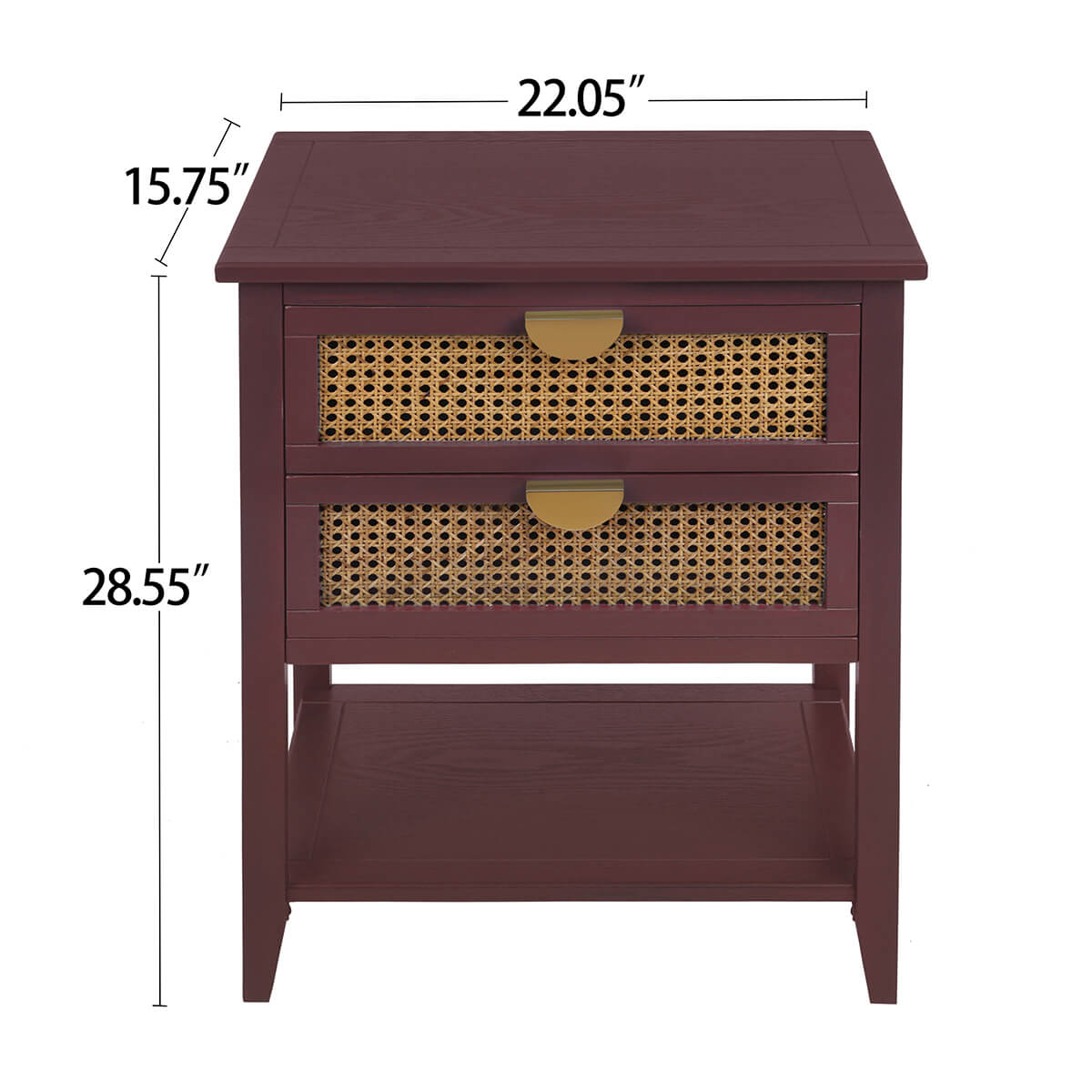 2 Drawer Rattan Nightstand