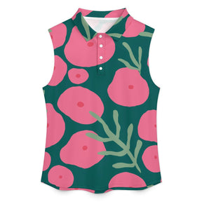 Summer vibes Sleeveless Tank Top Pink Green, Flowers, Leaves