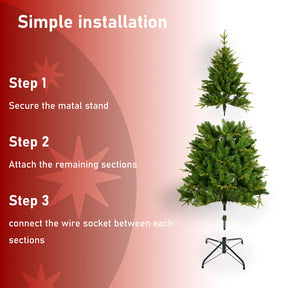 6/7.5 ft with LED Artificial Xmas Trees Green