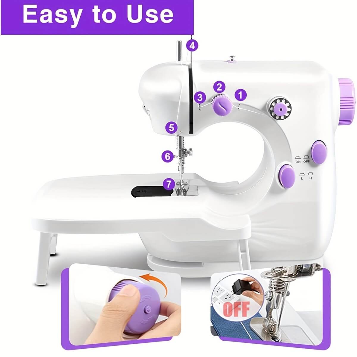 Mini Electric Sewing Machine With Adjustable Telescopic Table