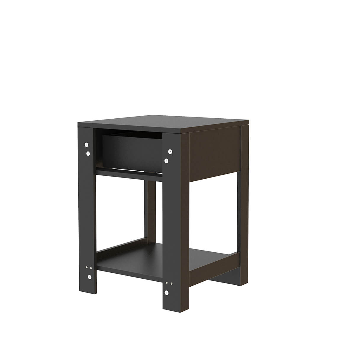 15.75" Rattan End table Nightstand with drawer, black