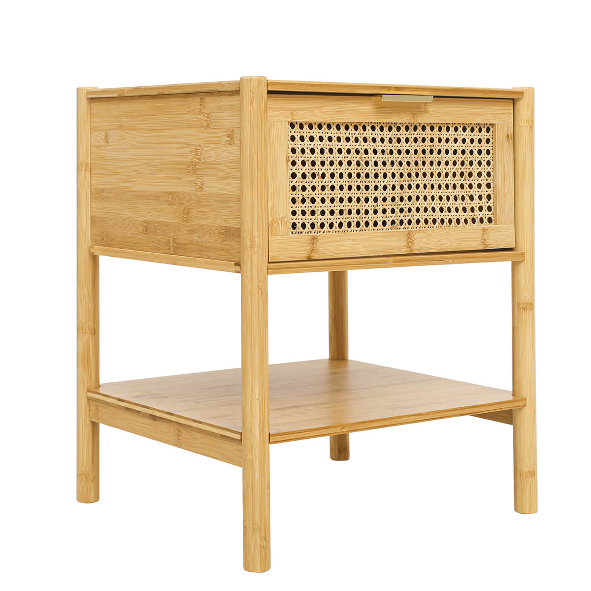 1 Drawer Nightstand, Bamboo and Natural Rattan