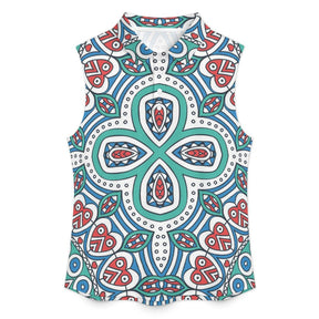 Retro Sleeveless Tank Top Chinese Style Repeating Pattern