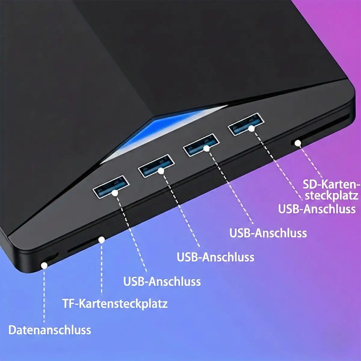 Externes DVD Laufwerk 7 in 1 – Tragbarer CD/DVD Brenner mit USB 3.0 & SD Kartenslot
