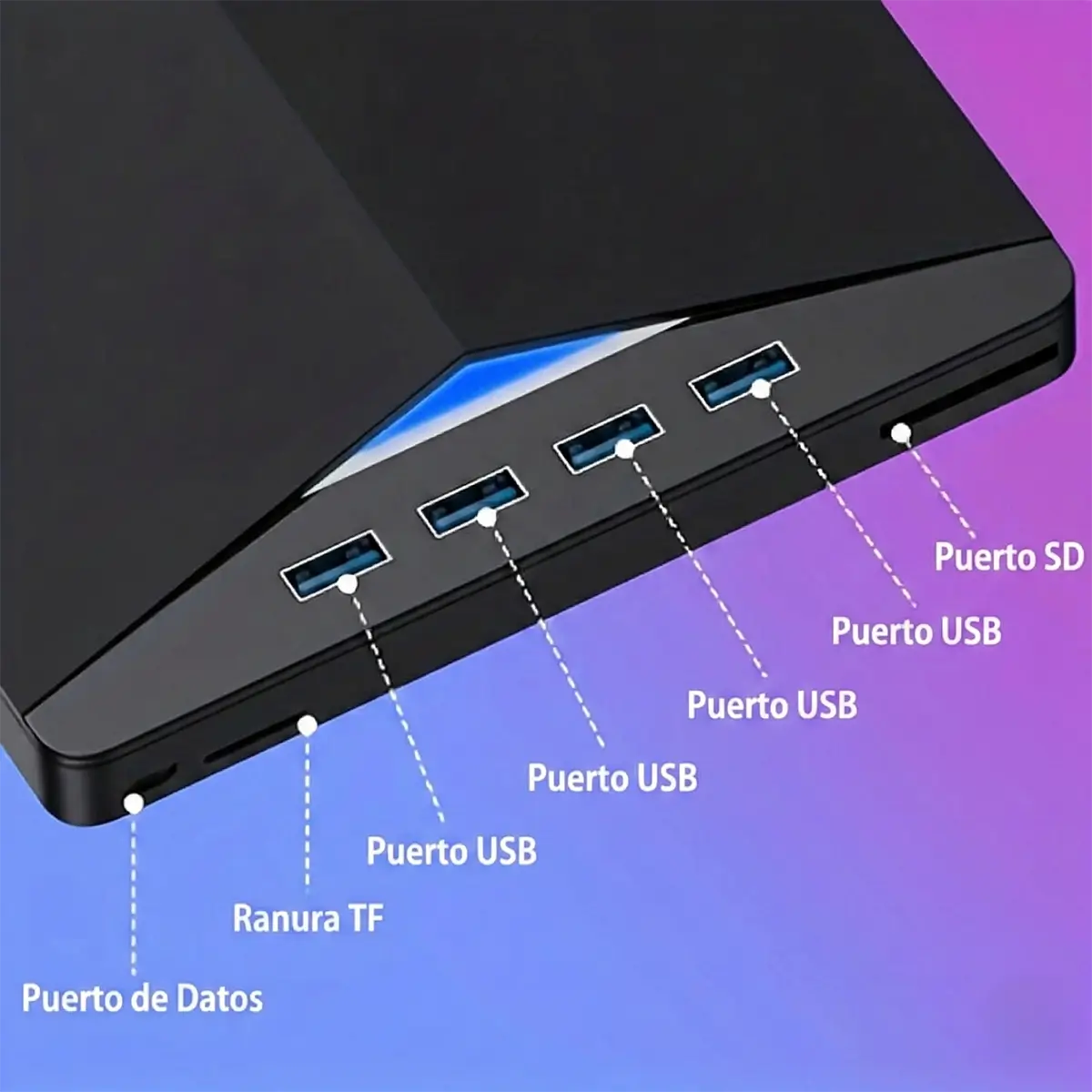 Reproductor y Grabadora Portátil 7 en 1 USB 3.0/SD/TF/DVD/CD/VCD