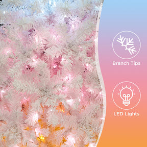 6ft 300pcs Tri-Color LED 600 Bendable Branches Artificial Xmas Trees White