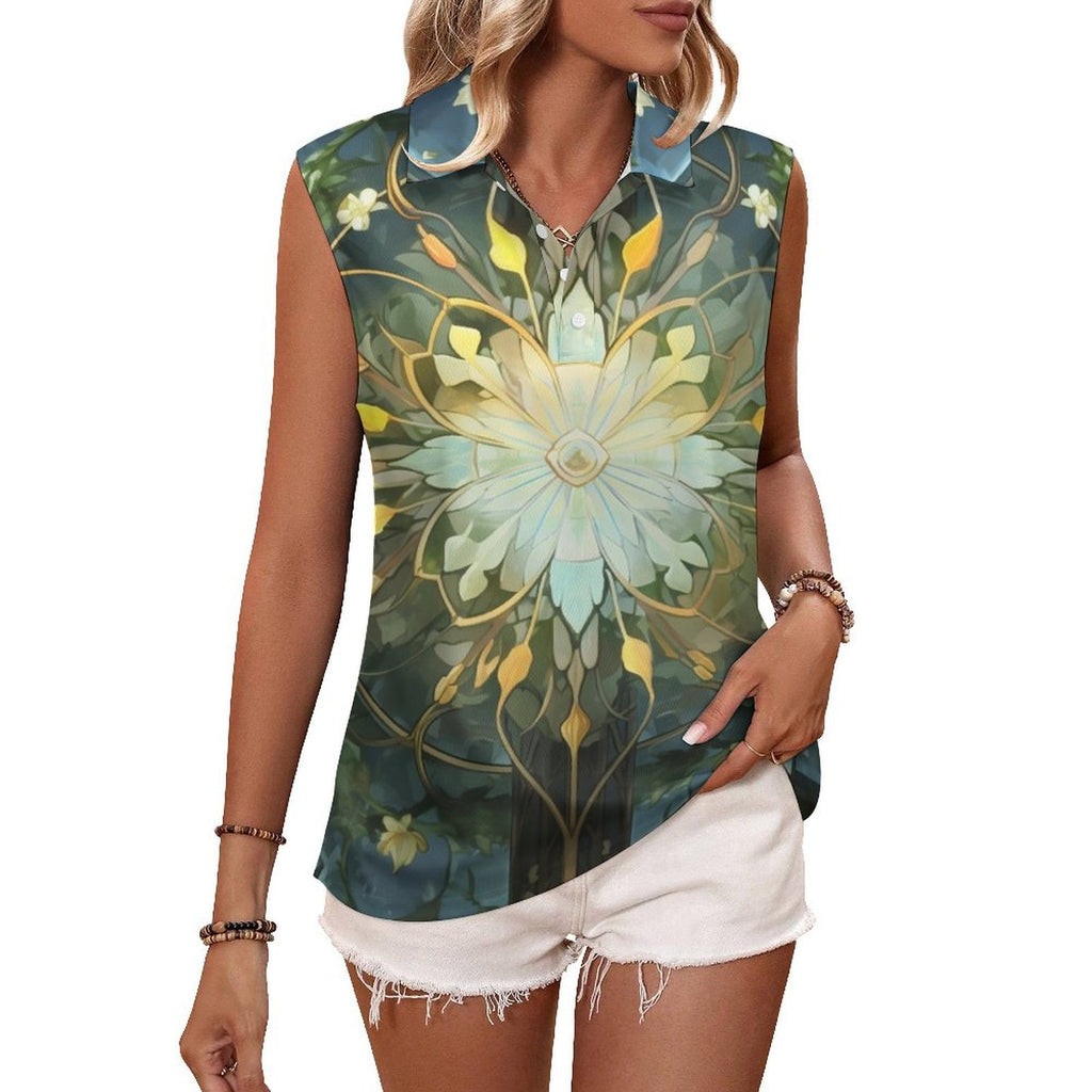 Sleeveless Collared Tank Top 004