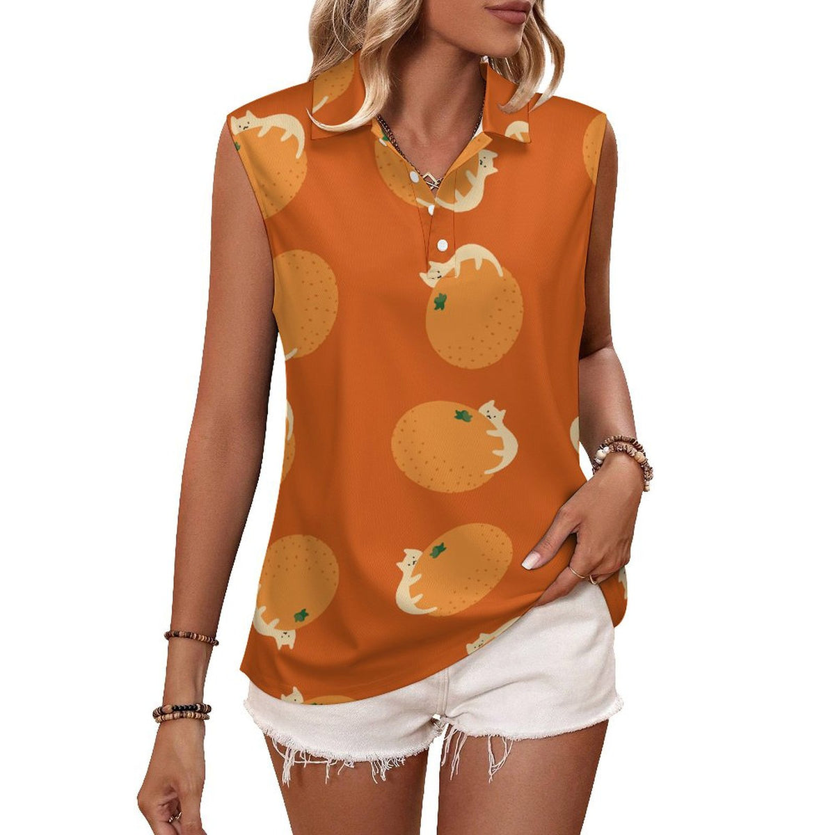 Summer fruits Sleeveless Tank Top Lemon Flower Tile Decorative Pattern