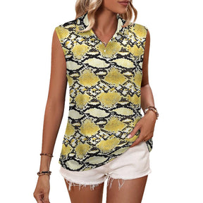 Animal print Sleeveless Tank Top Golden Snake Skin