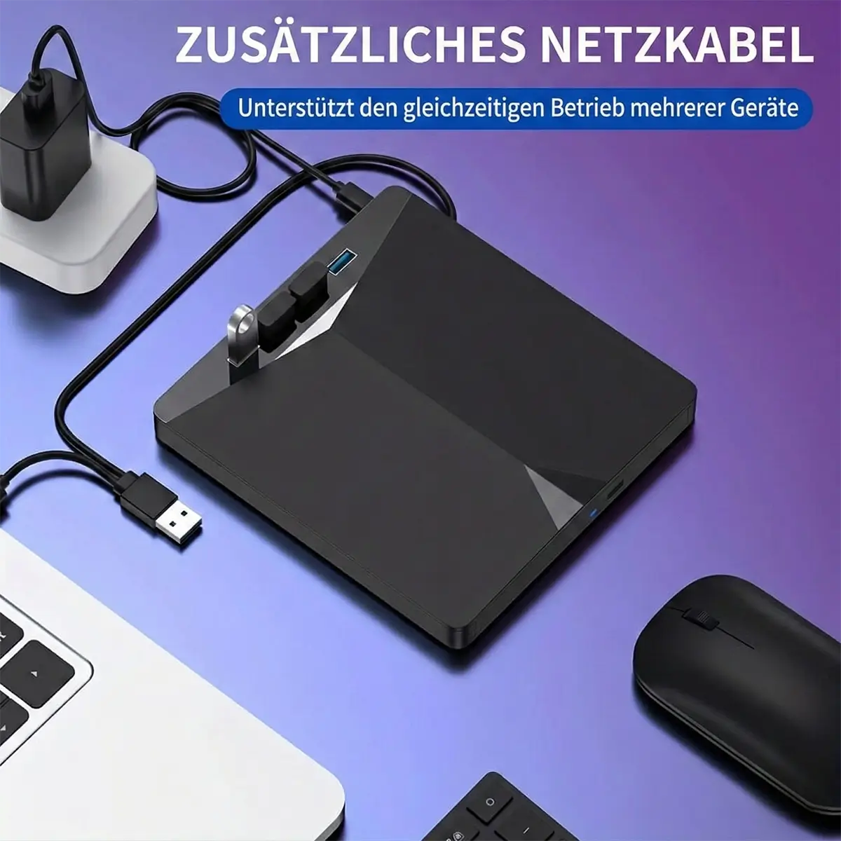Externes DVD Laufwerk 7 in 1 – Tragbarer CD/DVD Brenner mit USB 3.0 & SD Kartenslot