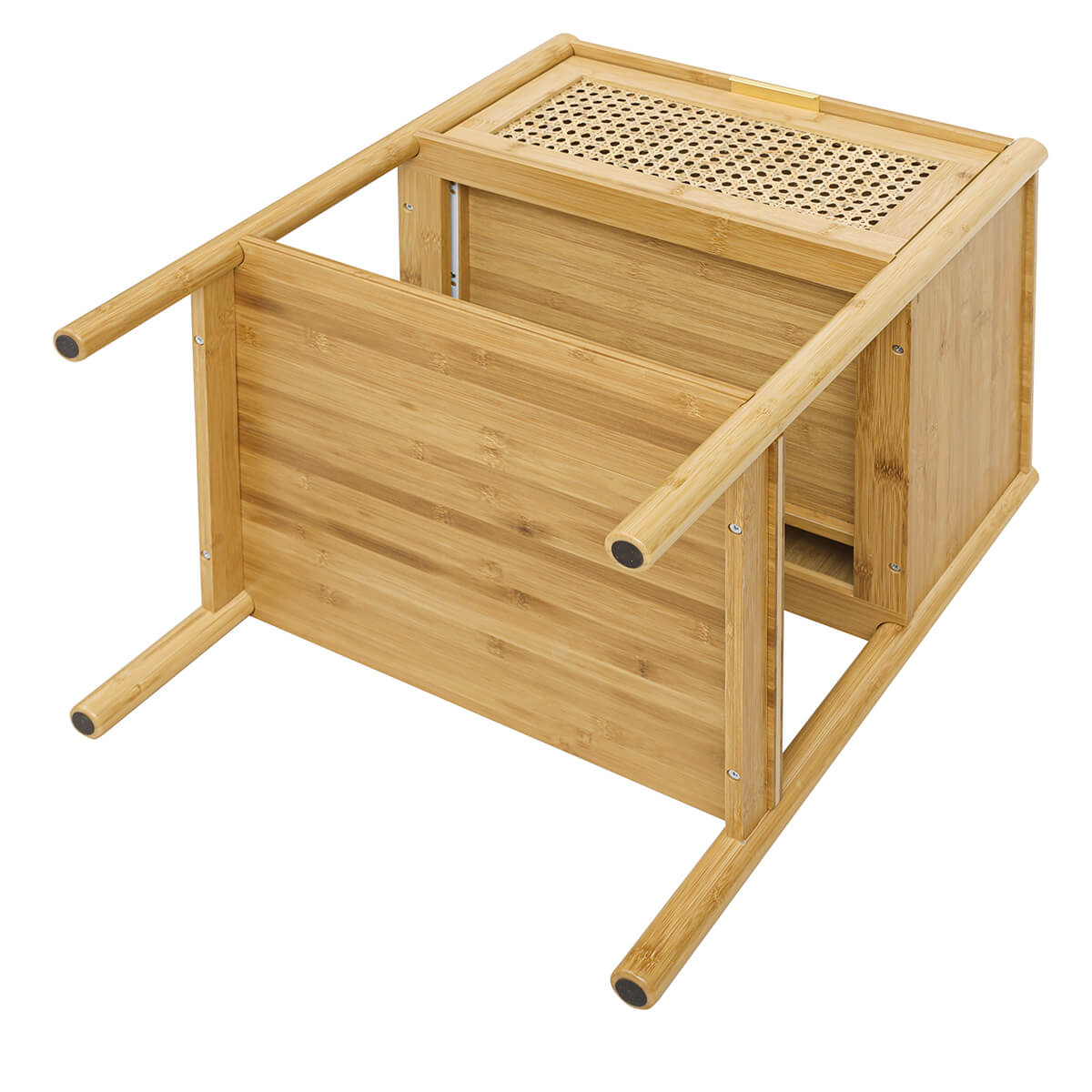 1 Drawer Nightstand, Bamboo and Natural Rattan