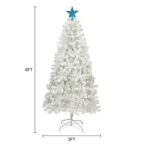 6ft 300pcs Tri-Color LED 600 Bendable Branches Artificial Xmas Trees White