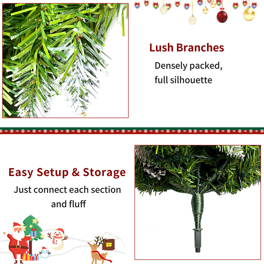 Christmas 4-Piece Set, Garland, Wreath and 2 Entrance Trees, Green