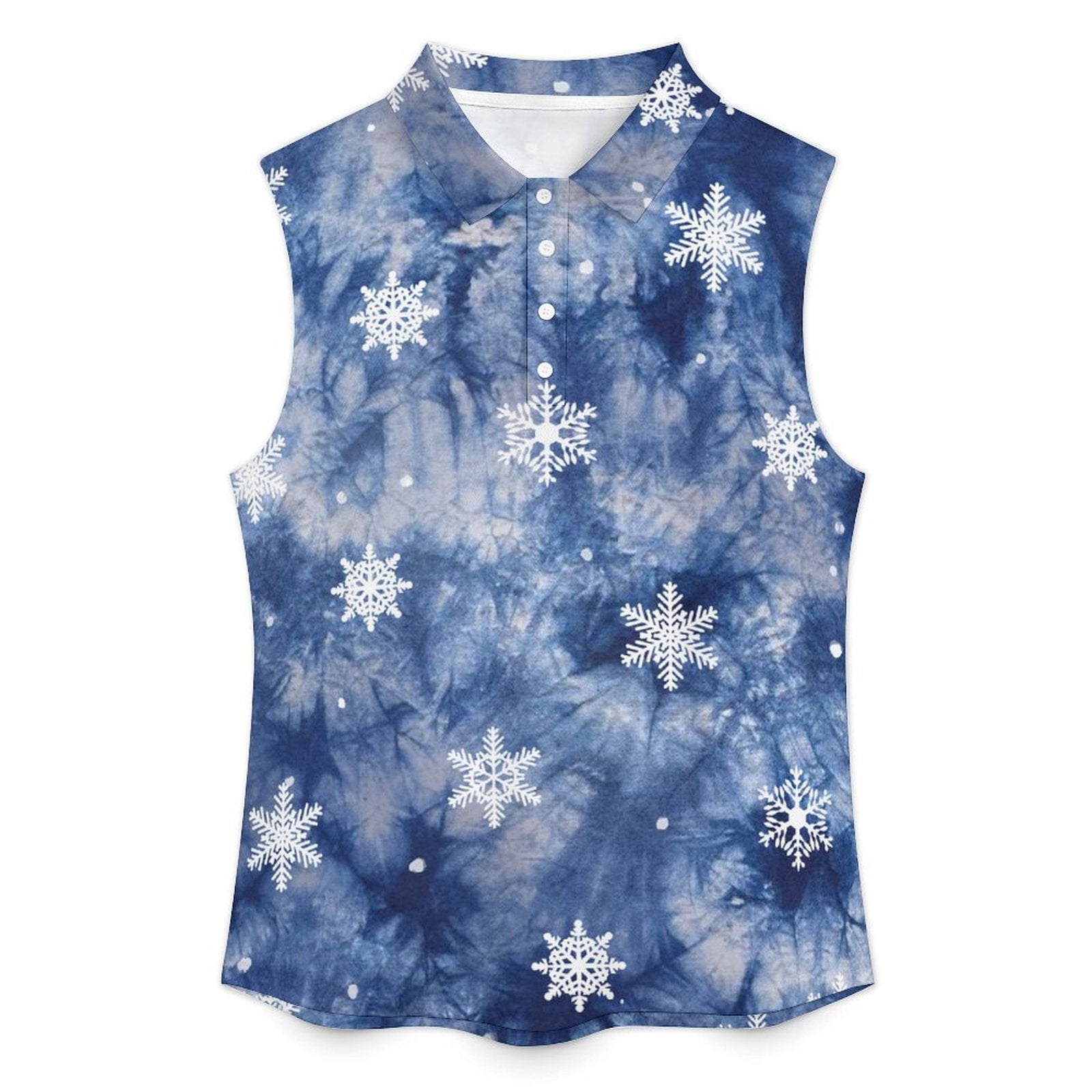 Sleeveless Tank Top Tie-dye Blue Snowflake