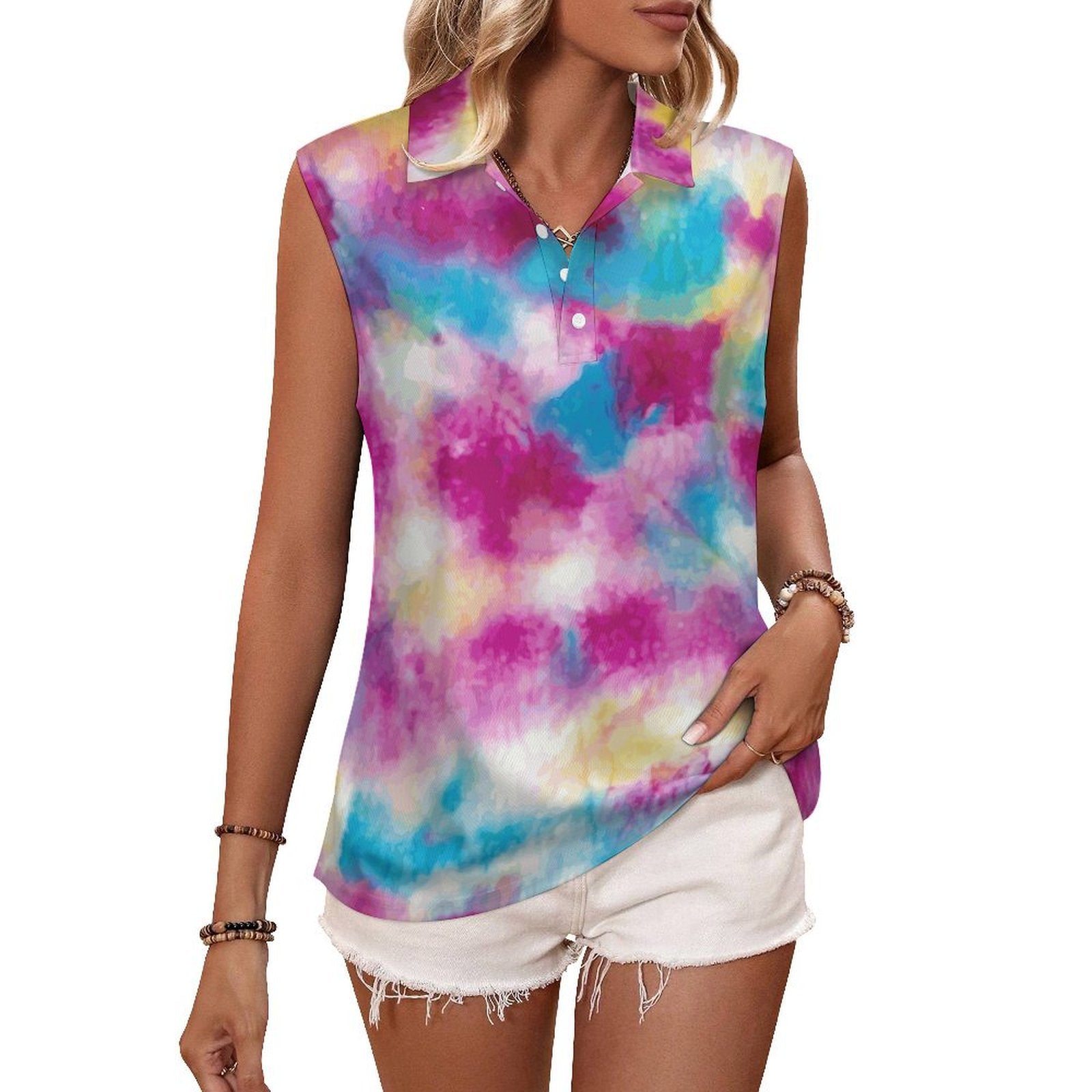 Sleeveless Tank Top Tie Dyed Pattern