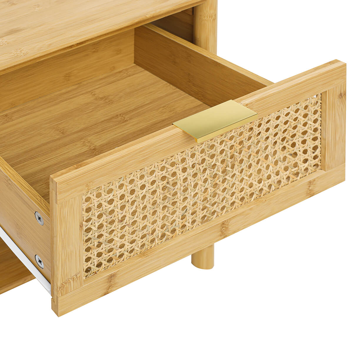 1 Drawer Nightstand, Bamboo and Natural Rattan