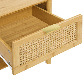 1 Drawer Nightstand, Bamboo and Natural Rattan