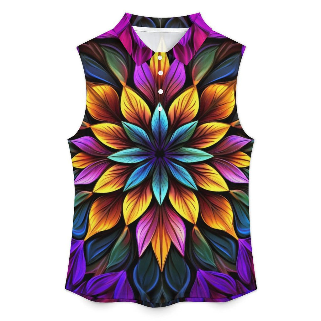 Sleeveless Collared Tank Top 044