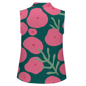 Summer vibes Sleeveless Tank Top Pink Green, Flowers, Leaves